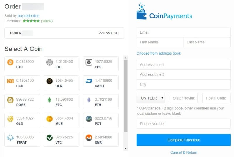 coinpayments payment screen