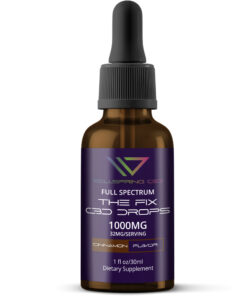 Organic 'The Fix' CBD oil drops with cinnamon and myrrh in natural MCT base for holistic wellness and energy