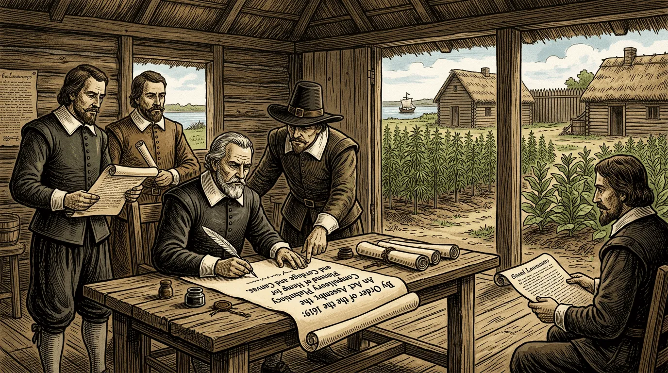 The 1619 Hemp Act (or Assembly of Virginia act) was the first cannabis law in the New World, enacted in Jamestown, Virginia, requiring all settlers to grow "Indian hemp" for industrial uses like rope, sails, and fabric. This legislation mandated hemp production to bolster economic independence and provide materials for the British Empire.